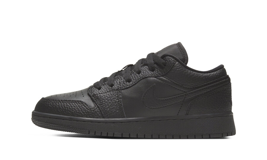 Jordan 1 Low Tumbled Leather Black (GS)