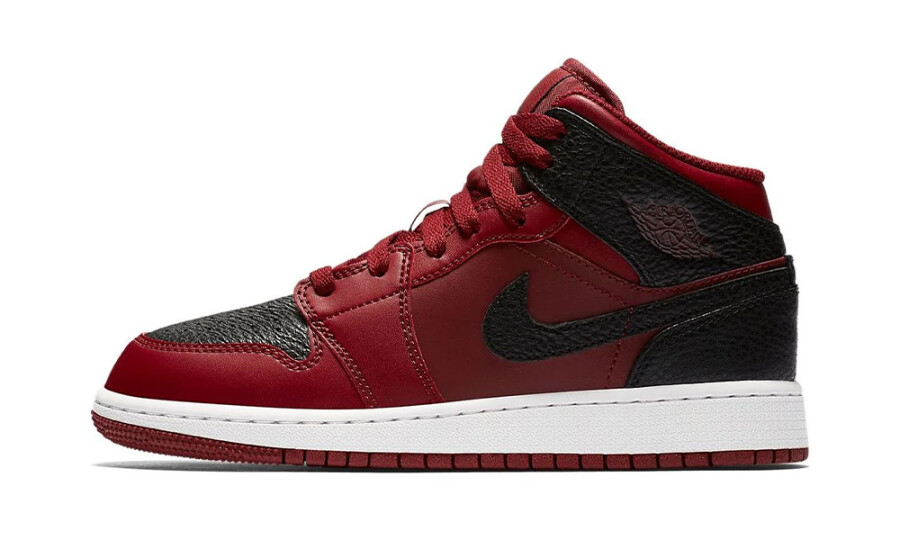 Jordan 1 Mid Team Red Black White (GS)