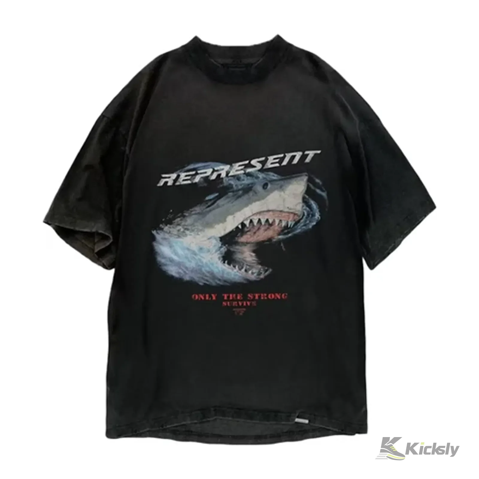 Represent Only The Strong Survive Shark T-Shirt Vintage Black