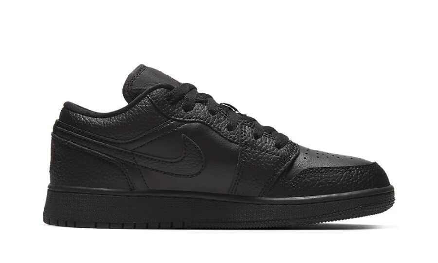 Jordan 1 Low Tumbled Leather Black (GS) 2
