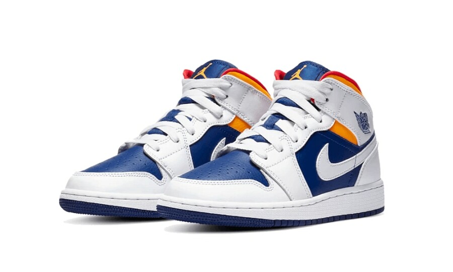 Jordan 1 Mid White Laser Orange Deep Royal Blue (GS) 2
