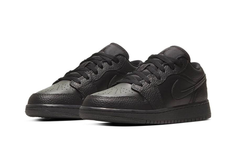 Jordan 1 Low Tumbled Leather Black (GS) 3
