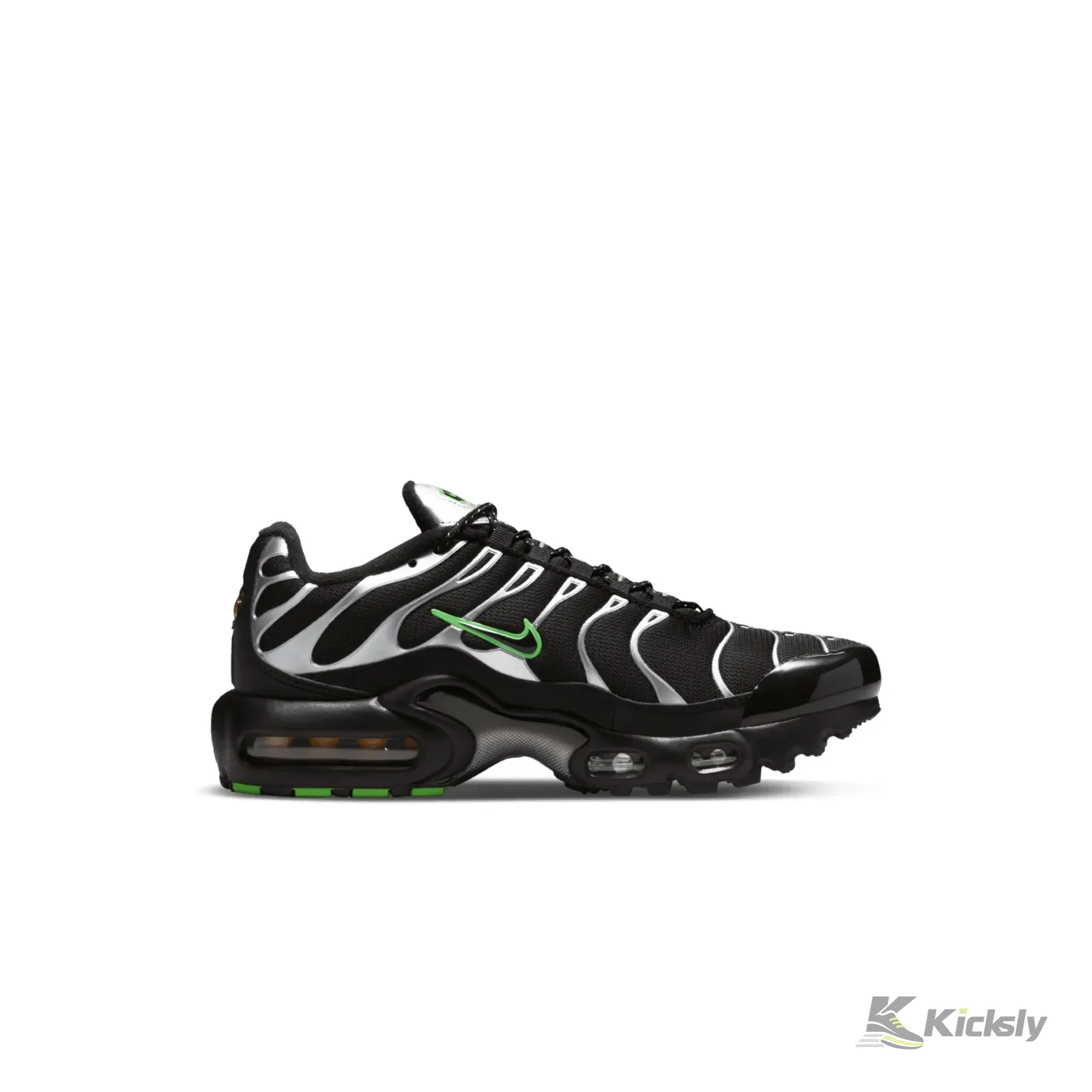 Nike Air Max Plus Black Green Strike Metalic Silver (GS) 3