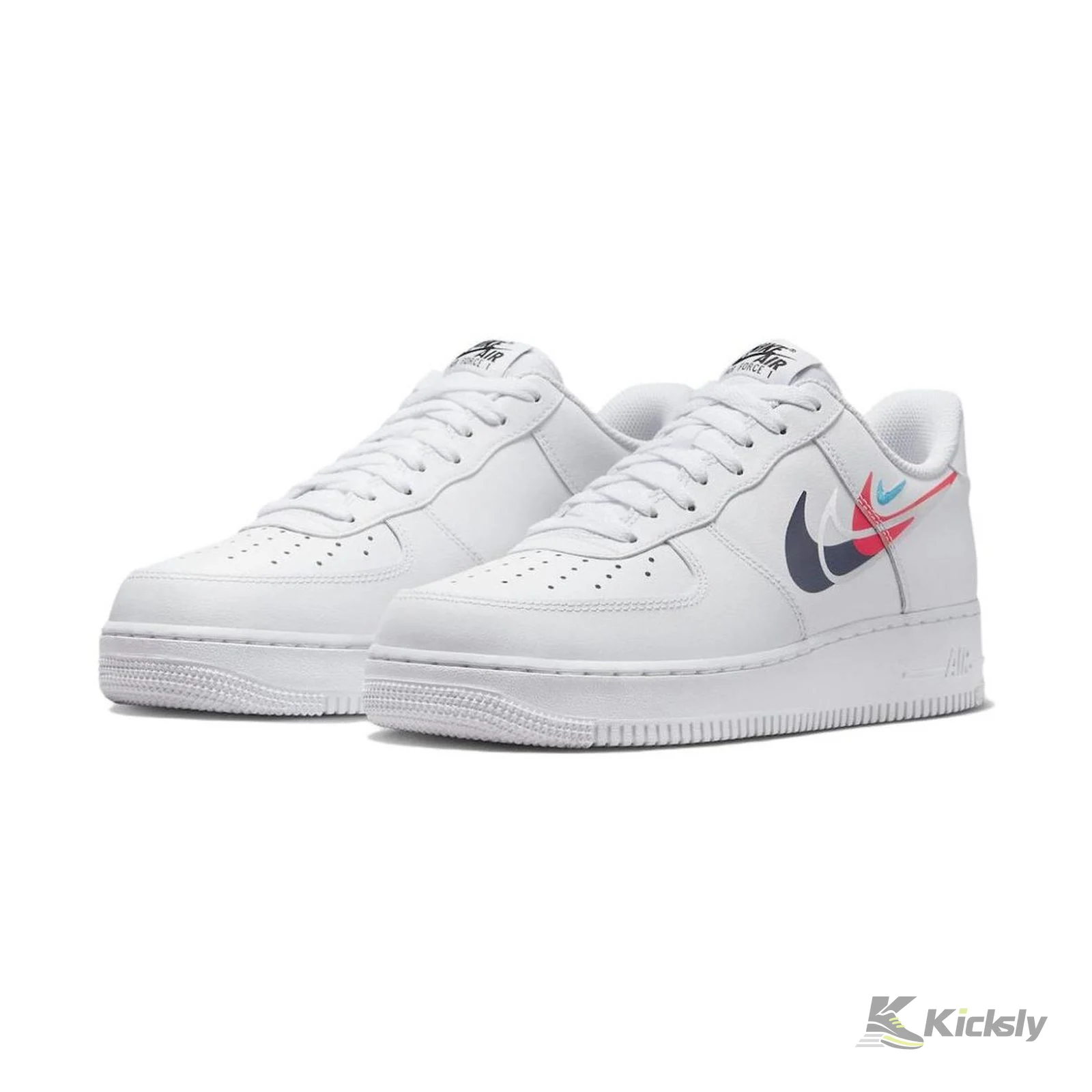 Nike Air Force 1 Low '07 Quadruple Swoosh White Navy Crimson 3