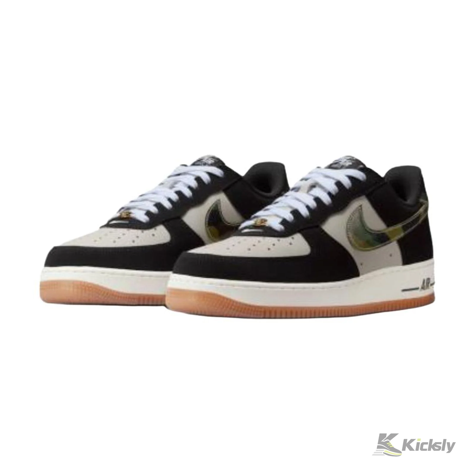 Nike Air Force 1 Low '07 LV8 Black Patent Camo Swoosh 3